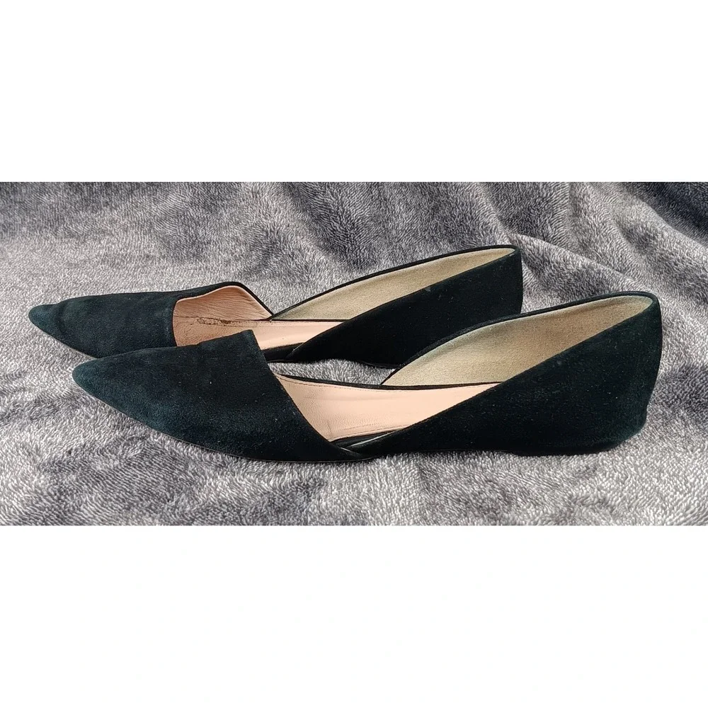 J. Crew Black Suede Pointed Toe DOrsay‎ Flats Women Shoes
